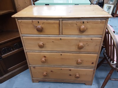 Lot 914 - Old pine chest of two short and three long drawers
