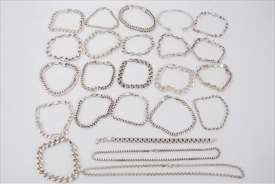Lot 108 - Large group of silver and white metal bracelets and necklaces