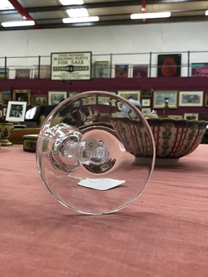 Lot 12 - Near set of four Georgian-style wine glasses, possibly continental, with bucket bowls and opaque twist stems
