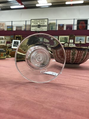 Lot 12 - Near set of four Georgian-style wine glasses, possibly continental, with bucket bowls and opaque twist stems