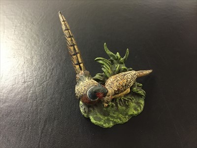 Lot 173 - Modern cold painted bronze of pheasants