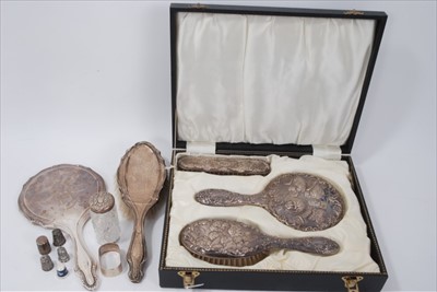 Lot 179 - Silver backed dressing table items and other silver