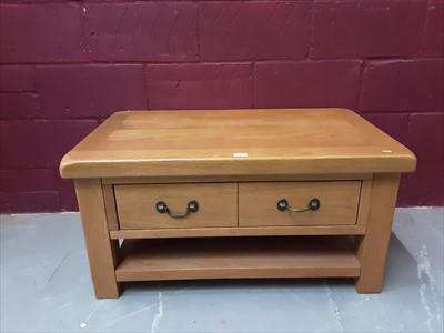 Lot 859 - Light oak TV stand with draw below and Chinese black painted bedside cabinet with bird, fish and floral decoration