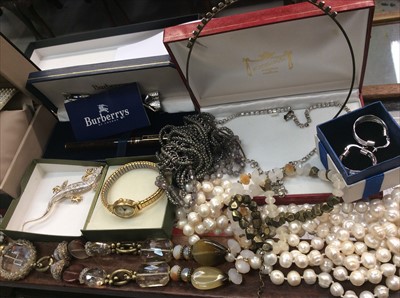 Lot 660 - Costume jewellery and wristwatches including Rotary gilt metal wristwatch in case