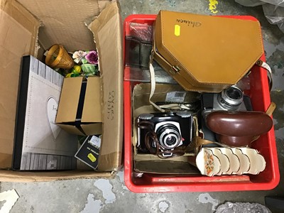 Lot 300 - Collection of frog ornaments, other china, camera and sundries