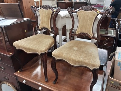 Lot 890 - Pair of Early Victorian Rosewood occasional chairs together with a Victorian balloon back chair