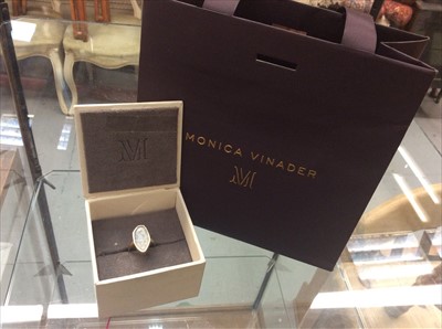Lot 650 - Monica Vinader silver gilt Dendritic Agate Atlantis ring, boxed with bag
