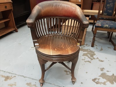 Lot 878 - Edwardian swivel desk chair