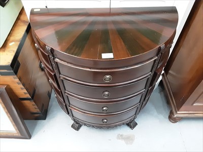 Lot 909 - Unusual Demi Lune side table with drawers