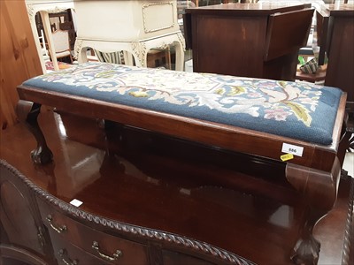 Lot 886 - Two duet stools with tapestry seats and one other