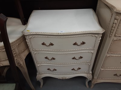 Lot 954 - French style cream painted chest of three drawers