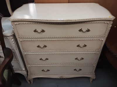 Lot 953 - French style cream painted chest of four drawers