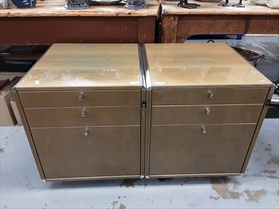 Lot 919 - Pair 1970s Italian designer filing cabinets by Saporiti Italia, lacquered finish and chrome