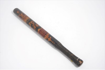 Lot 793 - Victorian Kent Constabulary police truncheon with painted decoration and ribbed grip, approx 45cm in length