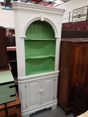 Lot 910 - Antique style painted pine corner cupboard