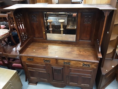 Lot 918 - Edwardian Art Nouveau oak two height sideboard