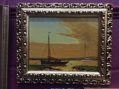 Lot 67 - Bill Burton oil on board - Smack, West Mersea, signed, in gilt frame
