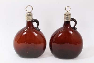 Lot 115 - Pair of Georgian silver plate lidded spirit flasks