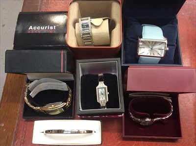 Lot 676 - Ladies Accurist Wrist Watch, together with Fossil and others