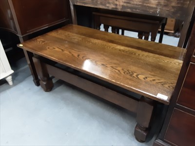 Lot 894 - Solid oak coffee table on block legs