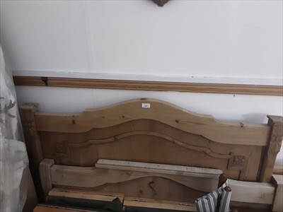 Lot 940 - Antique French pine bed together with a antique four-fold dressing screen and a pair of Art Deco light oak bookcases