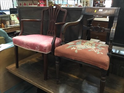 Lot 926 - Regency mahogany elbow chair, together with George III mahogany elbow chair