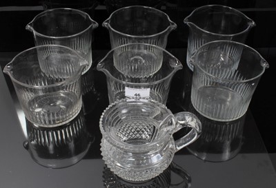 Lot 46 - Set of six Georgian facet cut glass wine rinsers, with a regency cut glass cup (7)