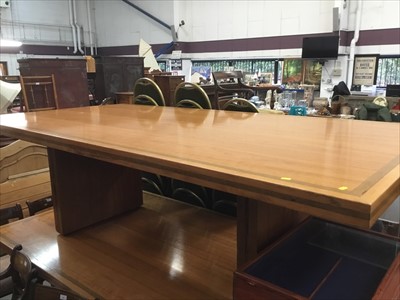 Lot 946 - 1950s Art Deco walnut dining room table with rectangular crossbanded top, removed from The West of England Insurance Company, Tower Bridge Road, London