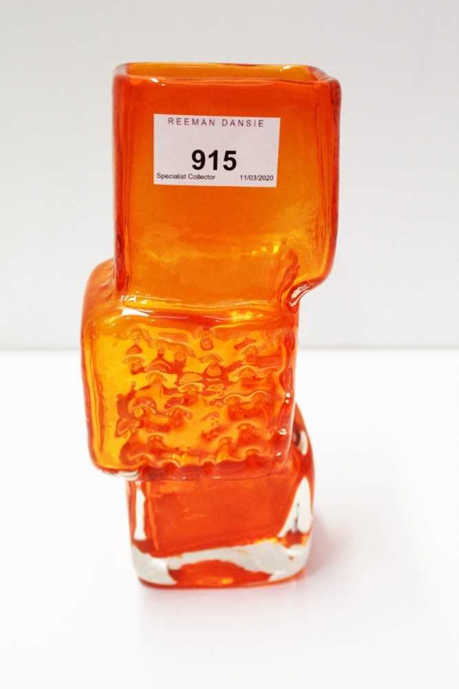 Lot 915 - Whitefriars tangerine drunken bricklayer vase designed by Geoffrey Baxter
