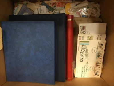 Lot 190 - Box of stamp albums, firsts day covers and loose stamps
