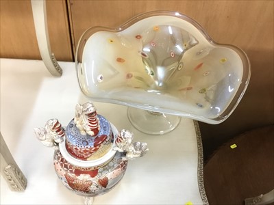 Lot 119 - Impressive Venetian glass dish, together with Japanese koro