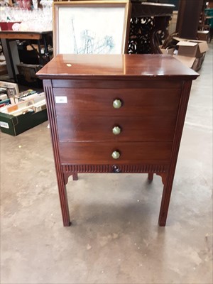 Lot 963 - Mahogany music cabinet with three slides