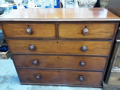 Lot 967 - Victorian mahogany chest of two short and three long graduated drawers