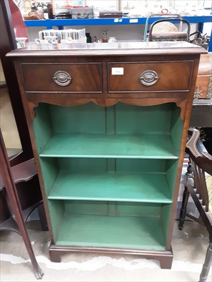 Lot 972 - Reproduction mahogany bookcase with two drawers and open shelves below