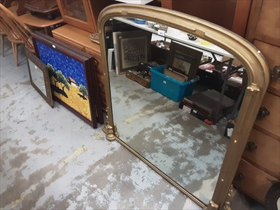 Lot 1033 - Victorian gilt framed overmantel mirror with arched top