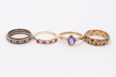 Lot 139 - Four 9ct gold gem set dress rings