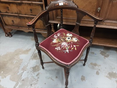 Lot 1038 - Edwardian inlaid corner chair