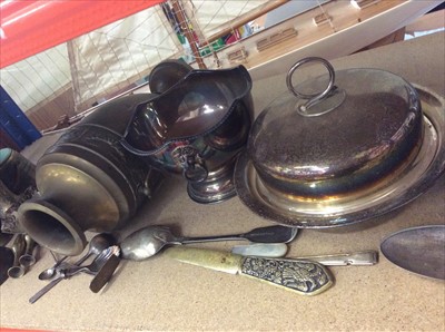 Lot 105 - Group silver plate and brass ware