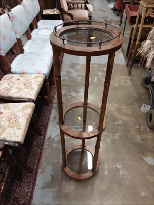 Lot 1079 - Oak and glass three tier circular plant stand