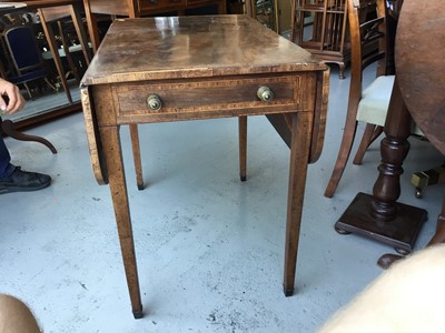 Lot 85 - Mahogany Pembroke table with cross banded decoration on square taper legs