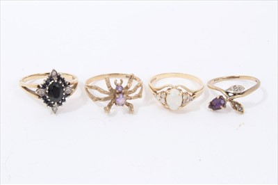 Lot 170 - Four 9ct gold gem set dress rings