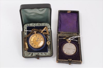 Lot 186 - Two late 19th century Swiss gold fob watches, both cased