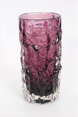 Lot 960 - Whitefriars Aubergine bark vase designed by Geoffrey Baxter