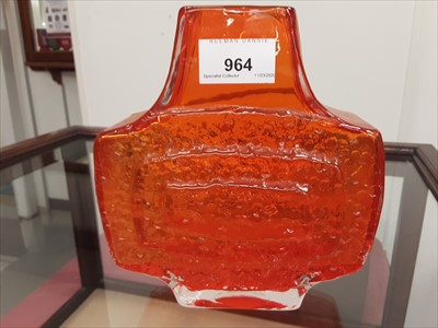 Lot 964 - Whitefriars Tangerine TV vase designed by Geoffrey Baxter