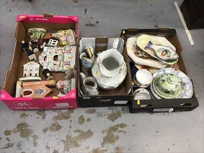 Lot 38 - 19th century Staffordshire pottery pocket watch holder, various china