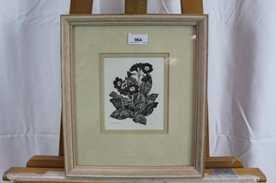 Lot 964 - Yvonne Sargon - wood engraving- Primula