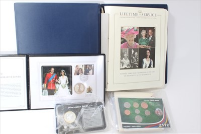 Lot 441 - World - mixed coinage to include Westminster silver and gold plated issues, Guernsey silver proofs £1 coin 1997, 'The Crown Jewel's £5' 2011, Jersey silver 'Poppy Coin' 2012, G.B. silver £2 Britann...