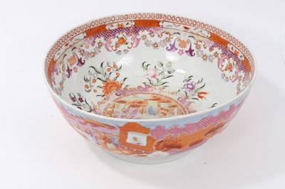 Lot 59 - New Hall 'Boy at the Window' pattern punch bowl circa 1800