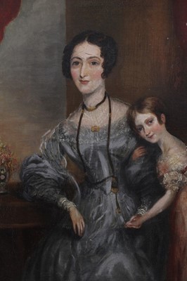 Lot 90 - English School, circa 1830, portrait of mother and child,named verso as Mrs Charles Purcell Cotter and her daughter Alice Harriet Cotter