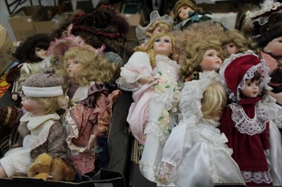 Lot 1416 - Four boxes of porcelain collectors dolls